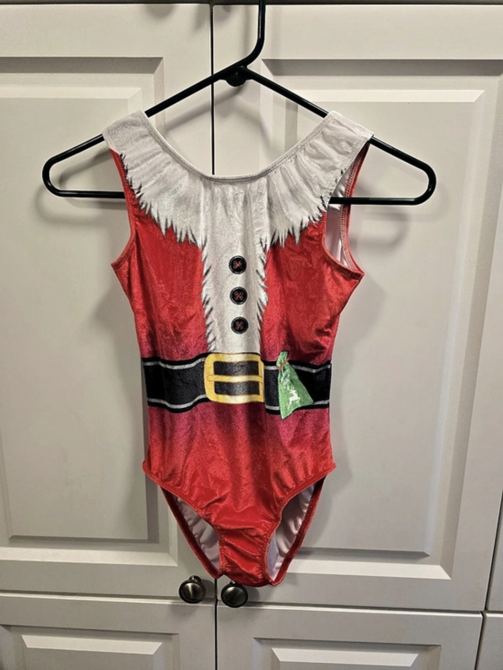 NWOT Destira Gymnastics Leotard Santa Claus Christmas Holiday Dance Costume AXS